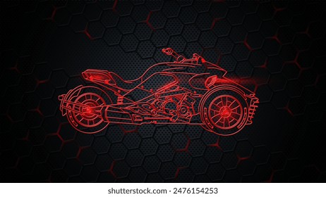 Hexagon Hintergrund Bildschirmhintergrund von All Terrain Vehicle oder ATF mit Line Art Stil