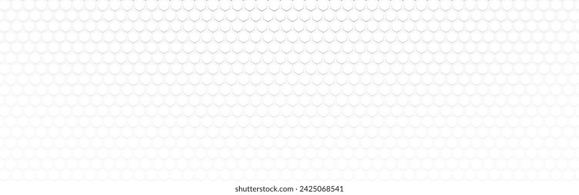 Hexagon background. White technology texture with soft gradient. Wide honeycomb template. Neutral website background. Abstract geometric design. Vector illustration.