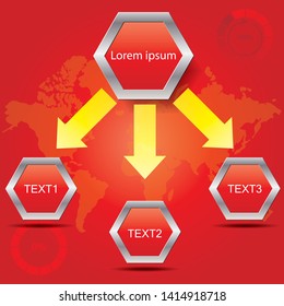 Hexagon banners number text box cycle for website. Vector Illustration.