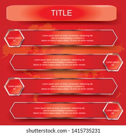 Hexagon banners number text box cycle for website. Vector Illustration.