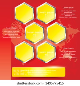 Hexagon banners number text box cycle for website. Vector Illustration.