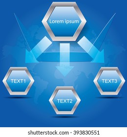 Hexagon banners number text box cycle for website. Vector Illustration.