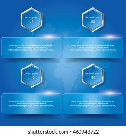 Hexagon banners number text box cycle for website. Vector Illustration.