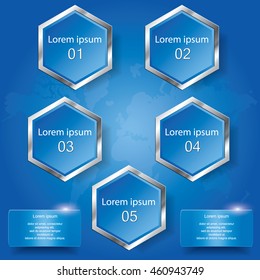 Hexagon banners number text box cycle for website. Vector Illustration.