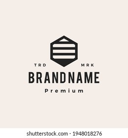 hexagon bee hipster vintage logo vector icon illustration