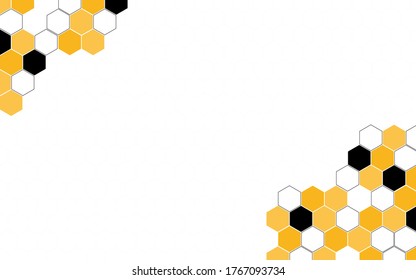 Hexagon bee hive corner vector abstract yellow and black modern with white background illustration.