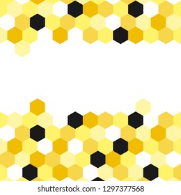 Hexagon bee hive vector abstract with white space for text. Yellow and black modern background illustration