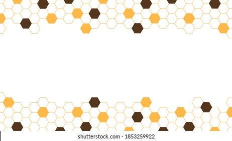 Vector abstracto de colmena de abejas hexagonal amarillo y marrón moderno con ilustración de fondo blanco.