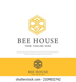 Hexagon bee logo design Modern design, vector, symbol, fresh honey icon, flat logo. Vector Illustration