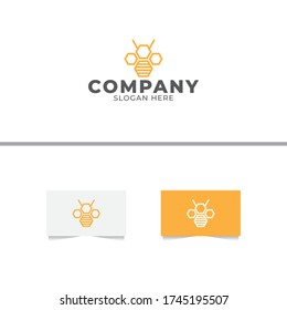 Hexagon Bee Logo Design Vector Template