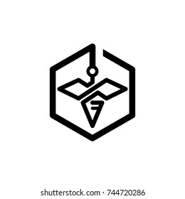hexagon bee logo, bee symbol technology design