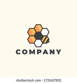 Hexagon Bee Logo Template Combination Logo Hexagon And Bee, Vector Illustration EPS10. Business, Sign, Company