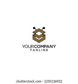 hexagon bee logo vector icon