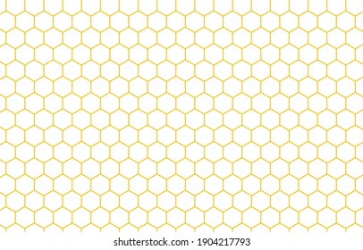Hexagon Beehive Honeycomb patrón amarillo transparente ilustración vectorial de fondo.
