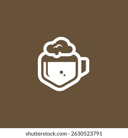 Hexagon Beer Glass logo design vector illustration