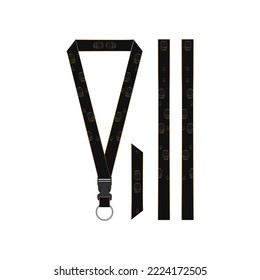 Hexagon Black Gold Lanyard Template Set