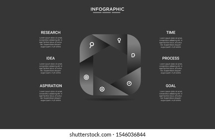 hexagon black Infographic stack chart design with icons and options or steps. Infographics for business concept. Can be used for presentations banner, workflow layout, process diagram, flow chart 