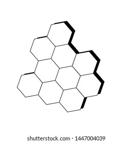 hexagon black and white design, hexagon design for logo or pattern, hexagon with black shadow.