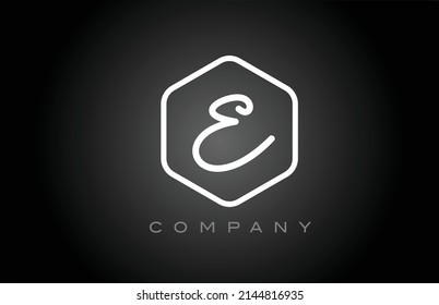 hexagon black and white E alphabet letter logo icon design. Creative template for business and company