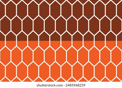 Hexagon block pattern wallpaper. Background. Isometric shape. Print design. Graphic design. Vector pattern. Geometric pattern. Fabric. Decorative. Ornaments. Orange and Brown tone. Form. Simplicity. 