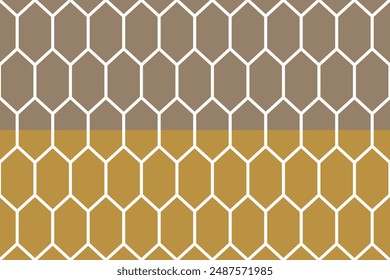 Hexagon block pattern wallpaper. Background. Isometric shape. Print design. Graphic design. Vector pattern. Geometric pattern. Fabric. Decorative. Ornaments. Two tone Brown. Form. Simplicity. 