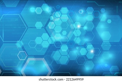 Hexagon blue background abstract concept art technology 