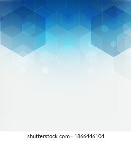 Hexagon blue background. Abstract template for presentation, flyer design. m aket for banner, certificate