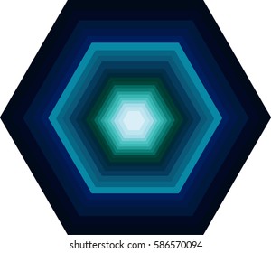 hexagon blue color gradients vector illustration design.