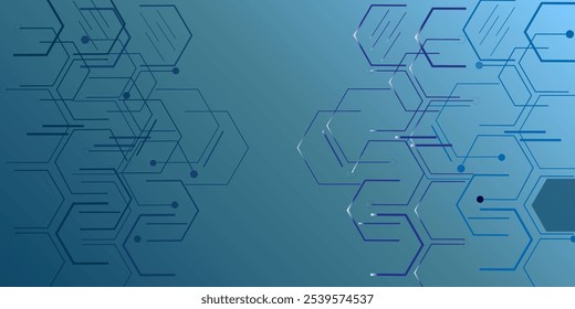 Hexágono con semitono de gradación azul