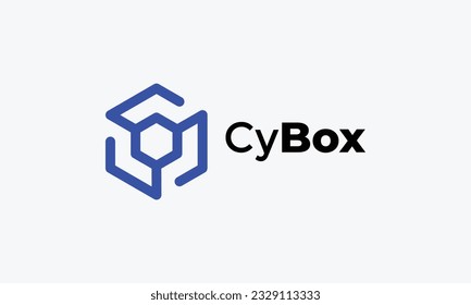 Hexagon blue initial logo for secure business and industry