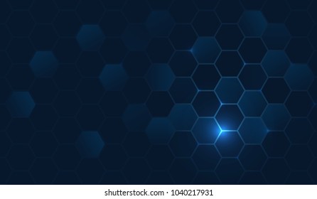 Hexagon Blue light network background. Vector illustration.