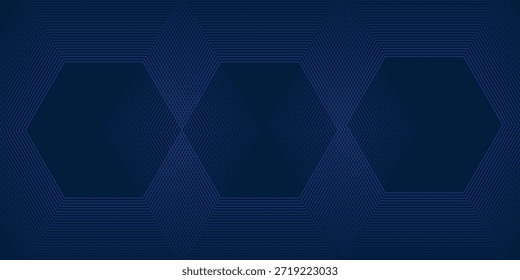 Hexagon blue technology background. Shiny blue arrow lines pattern. Futuristic tech concept. Art