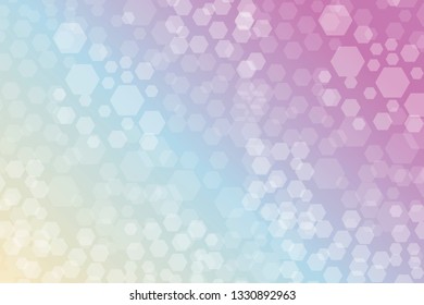 Hexagon Bokeh lights gradient background template. 