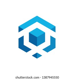 Hexagon Box Element Template Icon for technology finance business health company with modern high end look