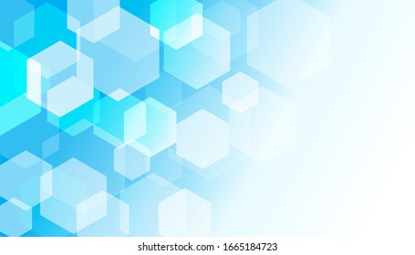 Hexagon Box on Blue Gradient Abstract Background