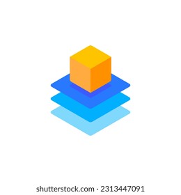 Caja de hexágono con vectores de diseño con logotipo de la tecnología de capas de apilamiento