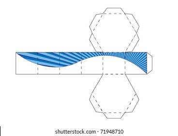 hexagon box template vector