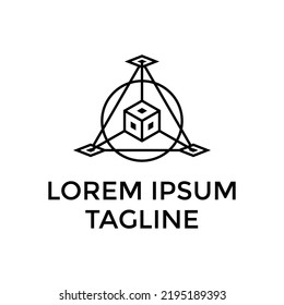 hexagon box in triangles and circles. technology logo design