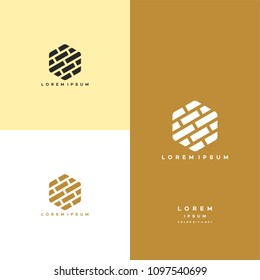 Hexagon Brick logo vector, Modern Flat Brick logo, Brick Work simple modern logo template