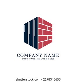 hexagon brick wall building exterior logo design vector, best for real estate, construction,apartment, business logo inspirations