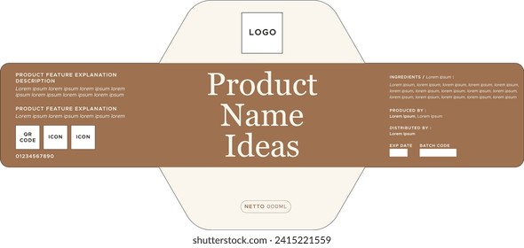 Hexagon Brown Simple Circular Label Packaging Design Vector