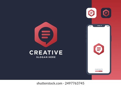 Inspiración de diseño de logotipo de chat de burbuja hexagonal