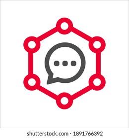 hexagon with bubble talk, chatting icon logo flat and simple design.