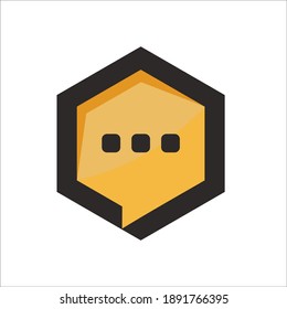 hexagon with bubble talk, chatting icon logo flat and simple design.