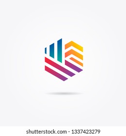 Hexagon building logo. Modern architecture illustration symbol