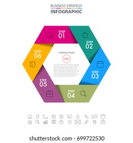 Hexagon Business Infographics strategy design elements template illustration. Vector eps10.