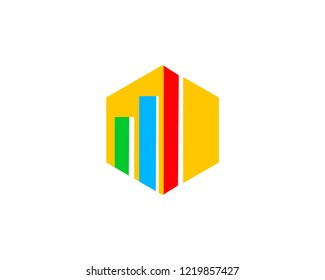 Hexagon Business Stats Logo Design Template