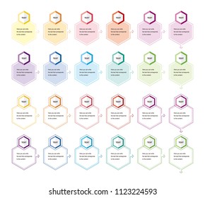 Hexagon button icon and a banner for writing text.Icon for Banner.Multiple colored button icons and multI-color hexagon banners for writing text.