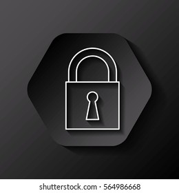 hexagon button with padlock icon over black background. colorful design. vector illustration