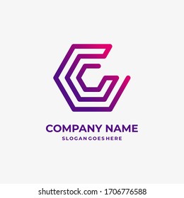 Hexagon C Letter Logo Design Template